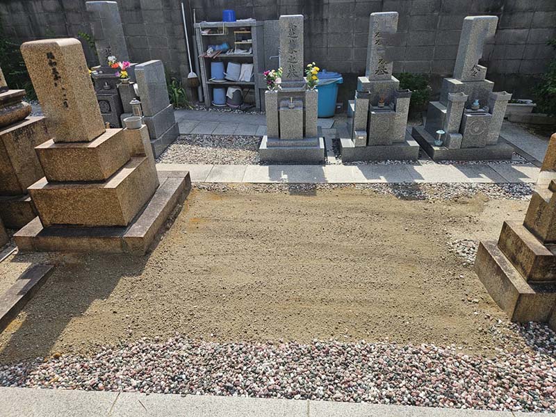 大阪市内寺院墓地での墓じまい工事完了後の綺麗な更地
