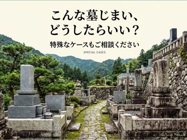 墓じまいの特殊なケースを紹介する「こんな墓じまい、どうしたらいい？」のイメージ画像