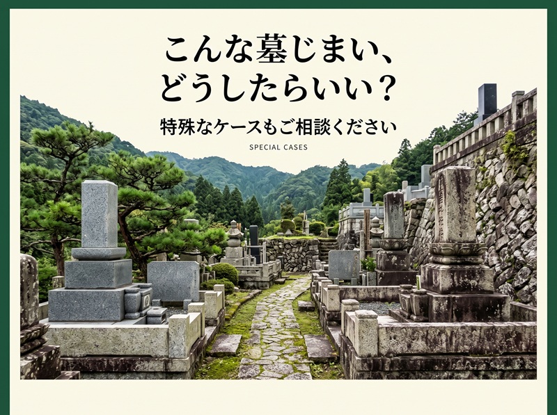 墓じまいの特殊なケースを紹介する「こんな墓じまい、どうしたらいい？」のイメージ画像
